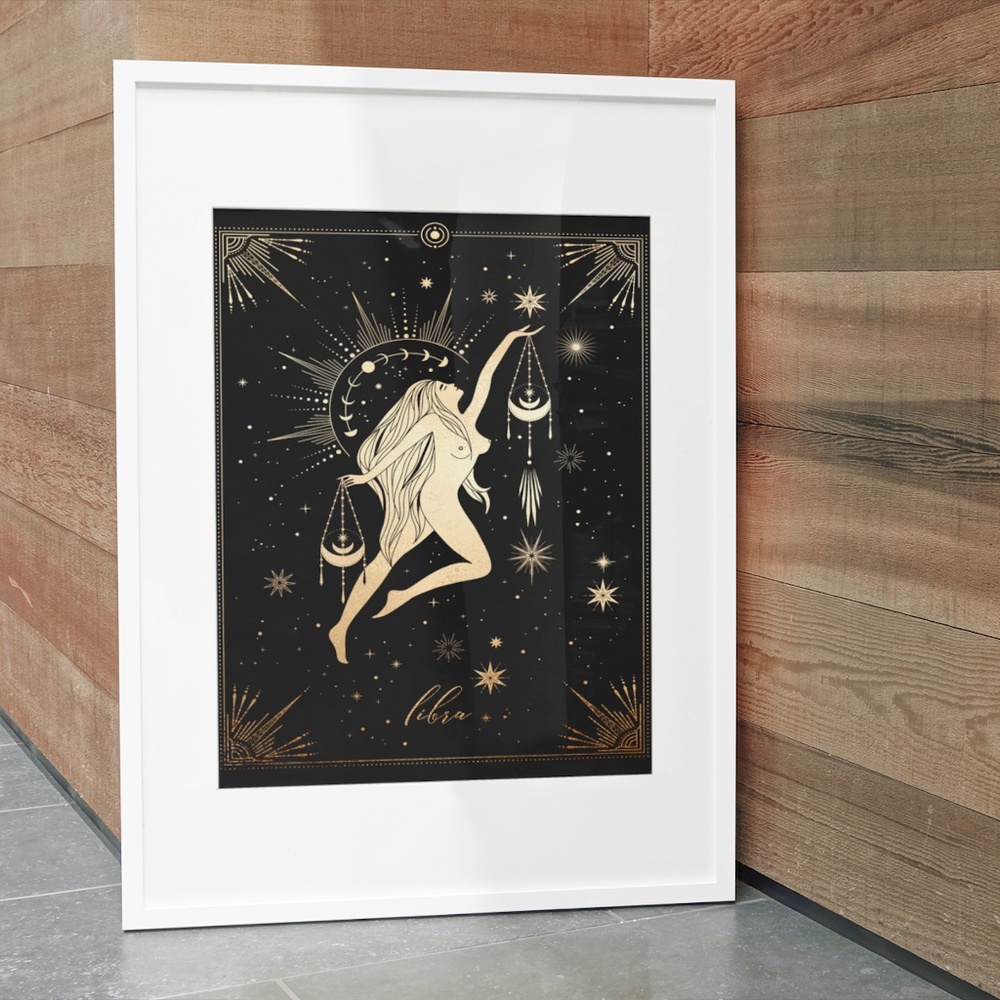 Libra Wall Art Celestial Zodiac Horoscope Illustration Print Poster Unframed - Picture 5 of 17